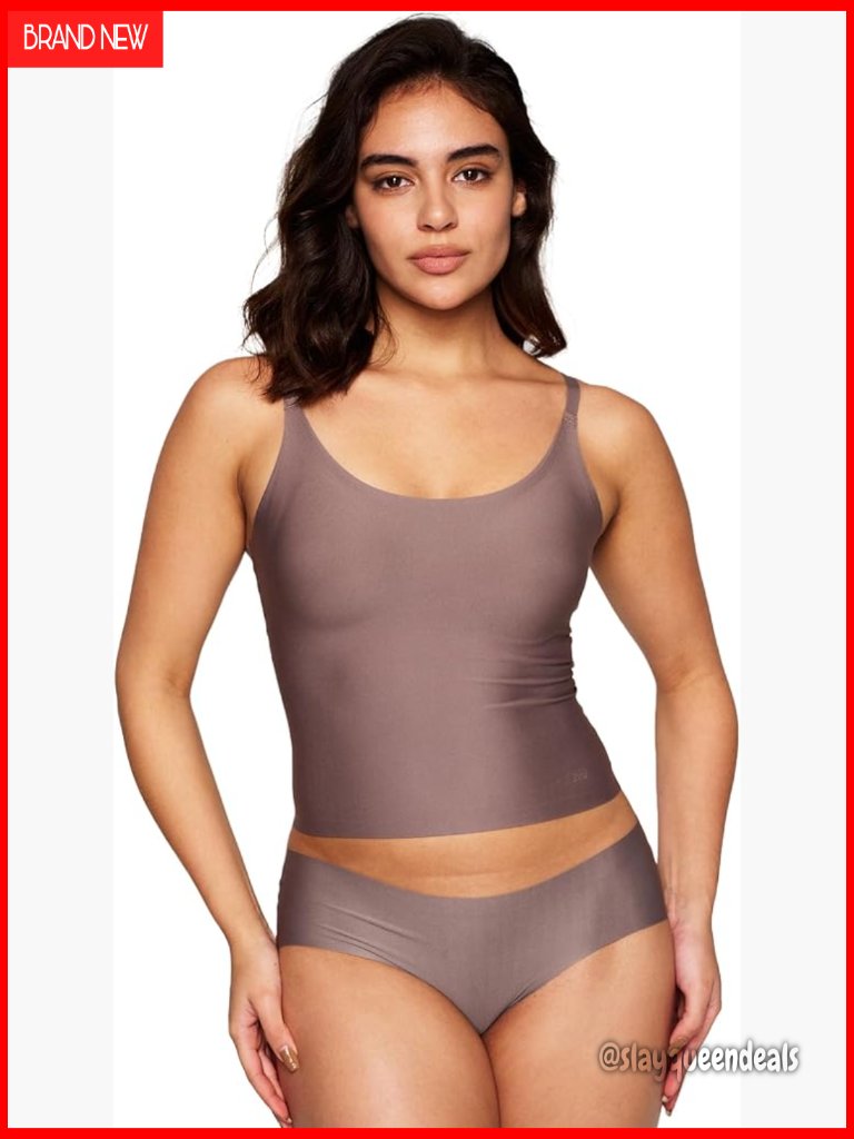 Cropped Tank Top With Built-In Bra Scoop Neck Lightweight Stretch